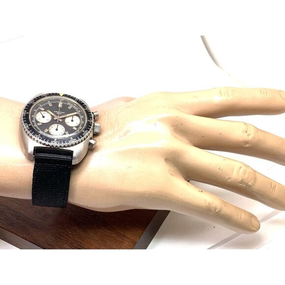 Croton 1878 Mens Watch Vintage 973001 Swiss Mechanical Chronograph Reverse Panda - Picture 3 of 15